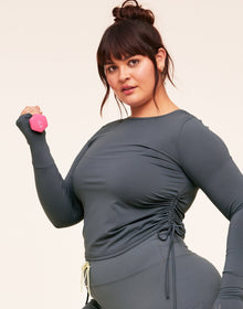Adore Me Layne Longsleeve Long Sleeve Active Shirt in color Stormy Weather and shape long sleeve tee