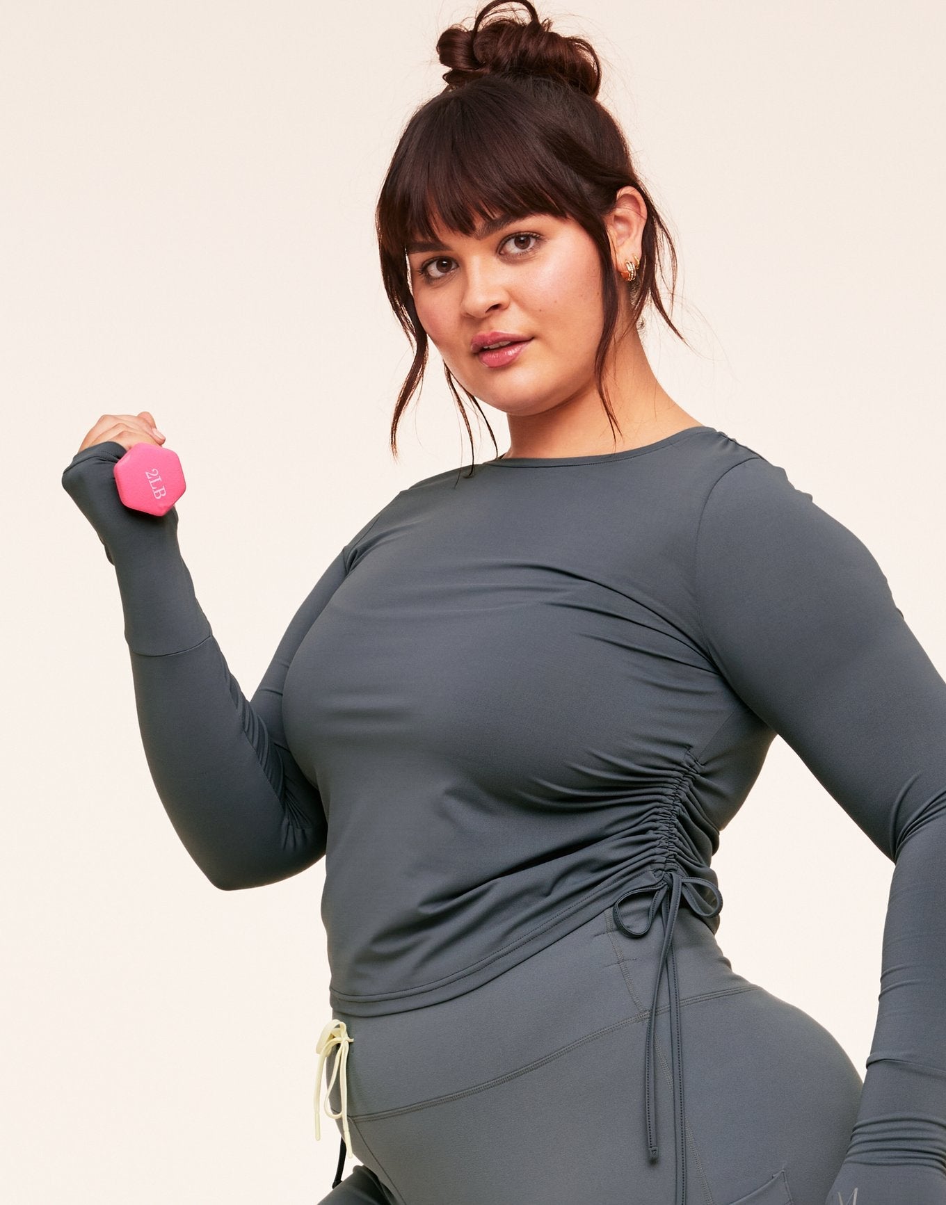 Adore Me Layne Longsleeve Long Sleeve Active Shirt in color Stormy Weather and shape long sleeve tee