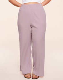 Adore Me Riley Rib Lounge Pant Wide Leg Lounge Pants in color Dawn Pink and shape pant