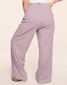 Adore Me Riley Rib Lounge Pant Wide Leg Lounge Pants in color Dawn Pink and shape pant