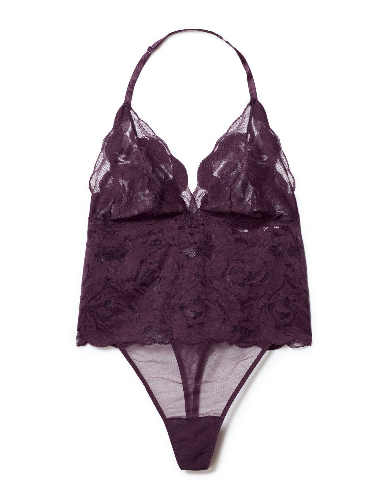 Adore Me Esme Lace bodysuit in color Blackberry Wine and shape bodysuit