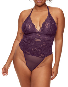 Adore Me Esme Lace bodysuit in color Blackberry Wine and shape bodysuit