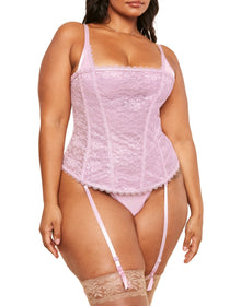 Adore Me Vira Corset & G-String Set in color Dawn Pink and shape corset