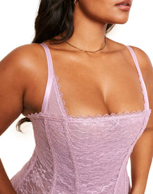 Adore Me Vira Corset & G-String Set in color Dawn Pink and shape corset