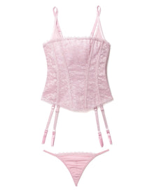 Adore Me Vira Corset & G-String Set in color Dawn Pink and shape corset