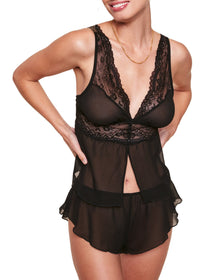 Adore Me Jocie Camisole & Shorts Set in color Jet Black and shape pj