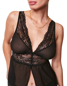 Adore Me Jocie Camisole & Shorts Set in color Jet Black and shape pj