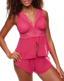 Adore Me Jocie Camisole & Shorts Set in color Virtual Pink and shape pj