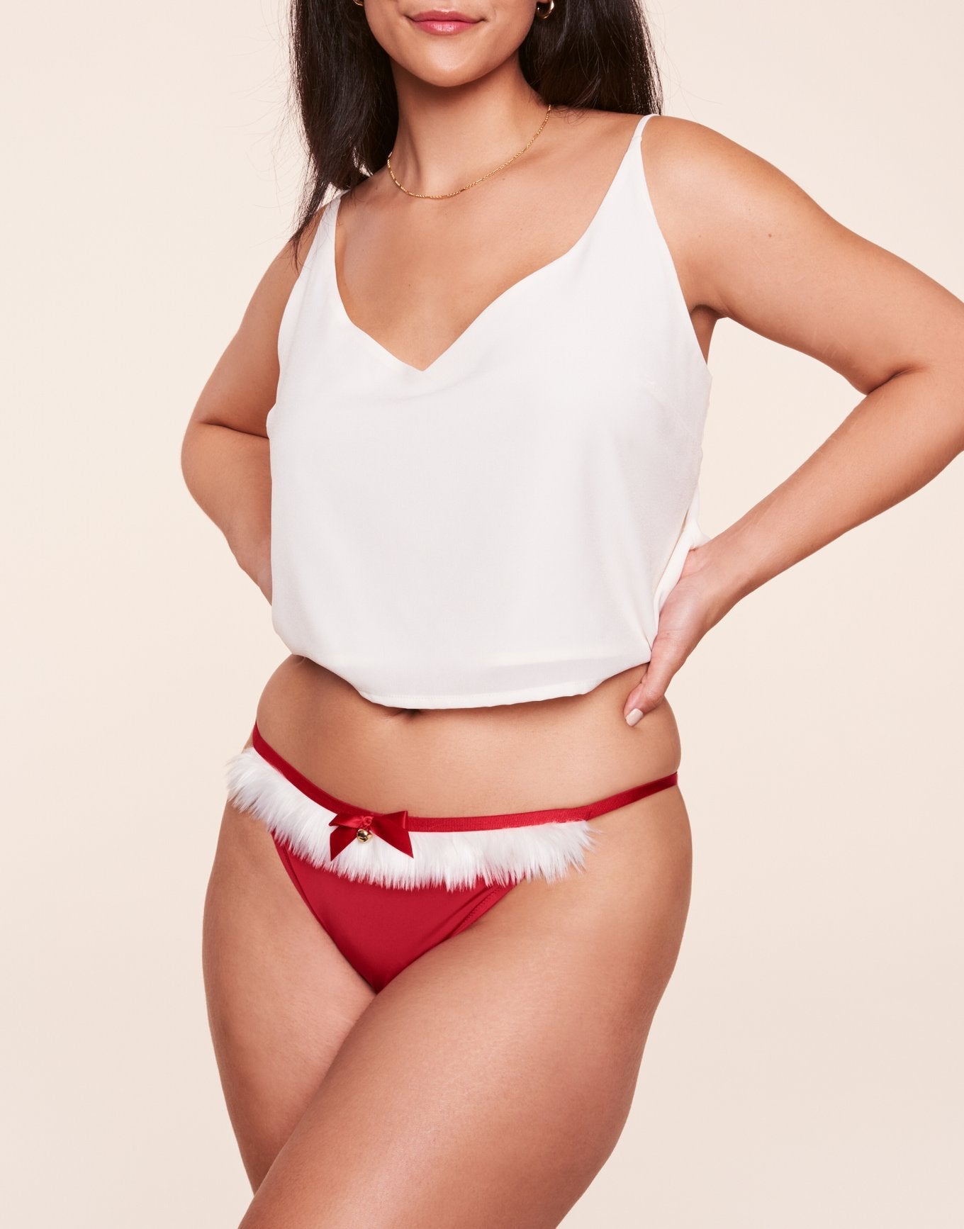 Adore Me Claussa Crotchless Crotchless in color True Red and shape crotchless