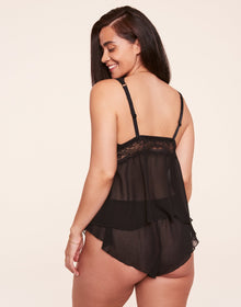 Adore Me Jocie Camisole & Shorts Set in color Jet Black and shape pj