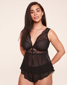 Adore Me Jocie Camisole & Shorts Set in color Jet Black and shape pj