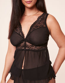 Adore Me Jocie Camisole & Shorts Set in color Jet Black and shape pj
