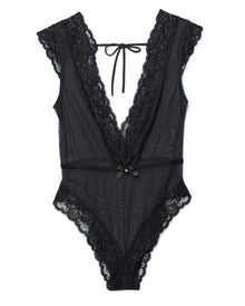 Adore Me Amanda Bodysuit in color Jet Black and shape bodysuit
