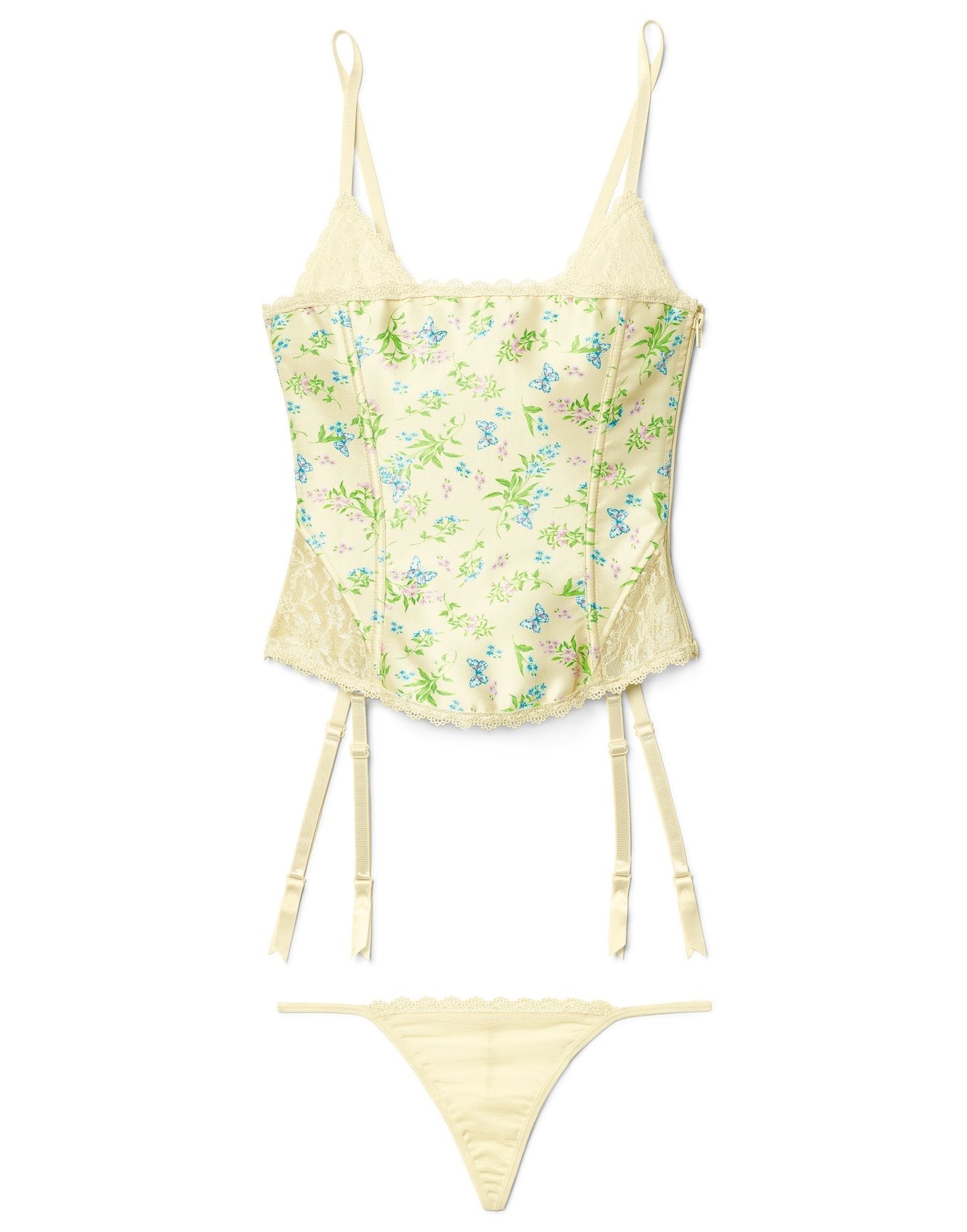 Adore Me Zoie Corset & G-String Set in color FLORAL FANTASY C3 V1 and shape corset