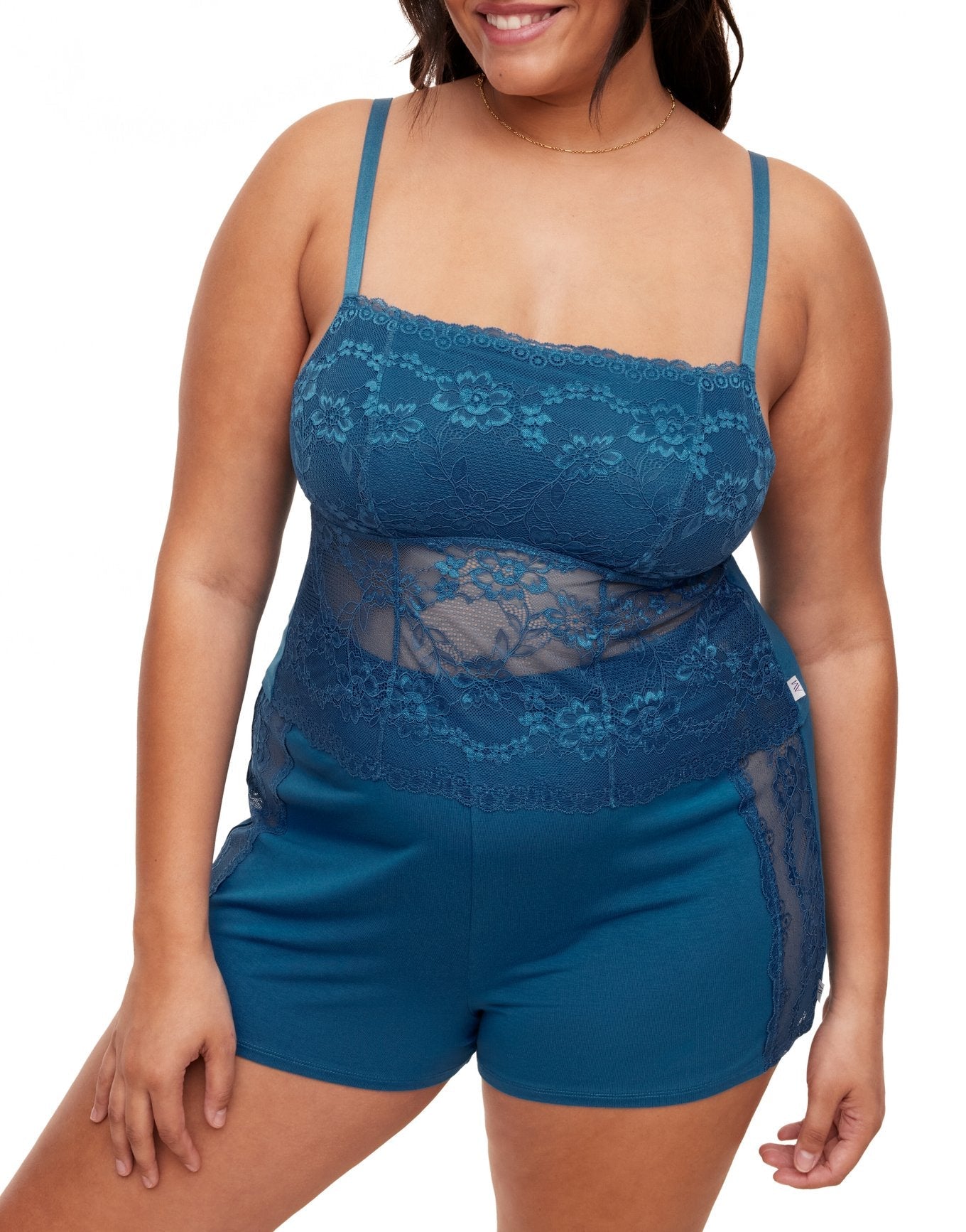 Adore Me Jordyn Camisole & Shorts Set in color Mykonos Blue and shape pj