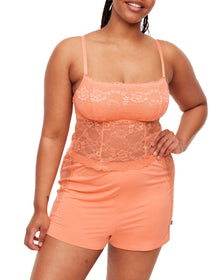 Adore Me Jordyn Camisole & Shorts Set in color Cadmium Orange and shape pj
