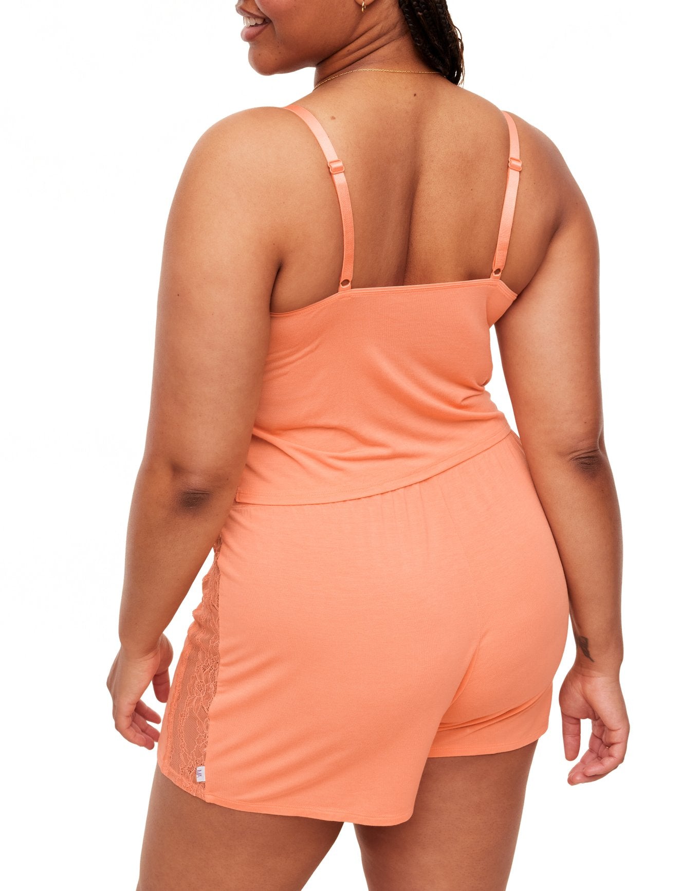 Adore Me Jordyn Camisole & Shorts Set in color Cadmium Orange and shape pj