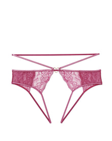 Adore Me Danielle Crotchless Bikini in color Red Violet and shape crotchless