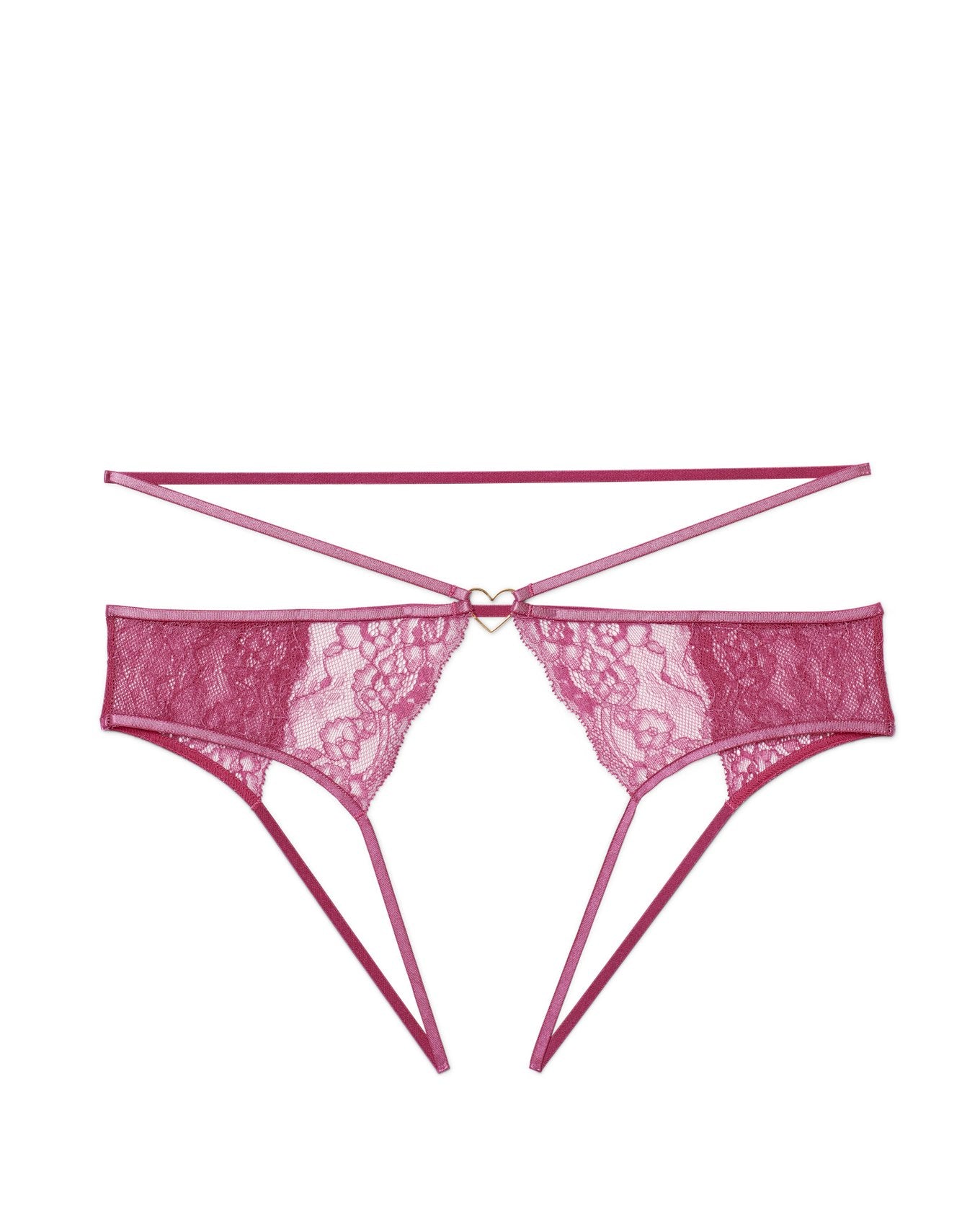 Adore Me Danielle Crotchless Bikini in color Red Violet and shape crotchless