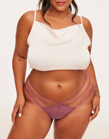 Adore Me Kimberly Brazilian Thong in color Red Violet and shape thong