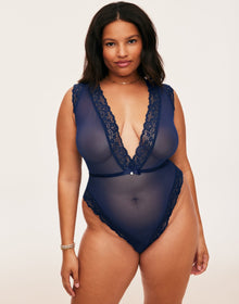 Adore Me Amanda Bodysuit in color Medieval Blue and shape bodysuit