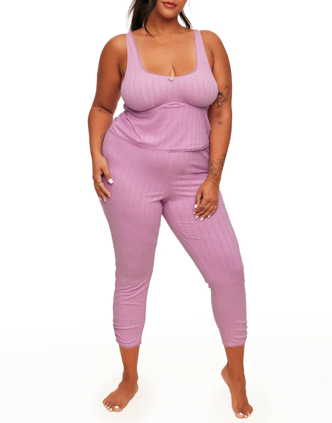 Adore Me Gema Tank & Leggings Set in color Pastel Lavender and shape pj