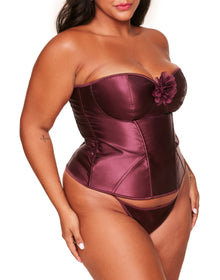 Adore Me Laurin Satin Boned Corset in color Windsor Wine and shape corset