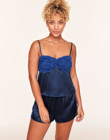 Adore Me Chrisy Cami & Shorts Set in color Medieval Blue and shape pj
