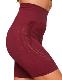 Adore Me Linni High Rise Seamless Biker Short in color Rhubarb and shape short
