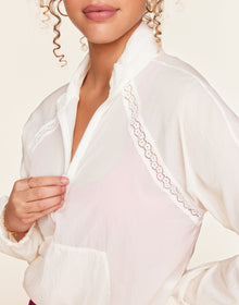 Adore Me Kailee Sheer Woven Outer Layer in color Whisper White and shape jacket