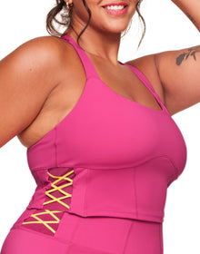 Adore Me Mel Vitality Vitality Cropped Support Tank in color Fuchsia Purple and shape support tank