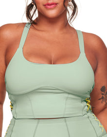 Adore Me Mel Vitality Vitality Cropped Support Tank in color Iceberg Green and shape support tank