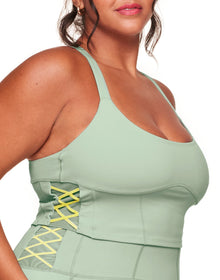 Adore Me Mel Vitality Vitality Cropped Support Tank in color Iceberg Green and shape support tank