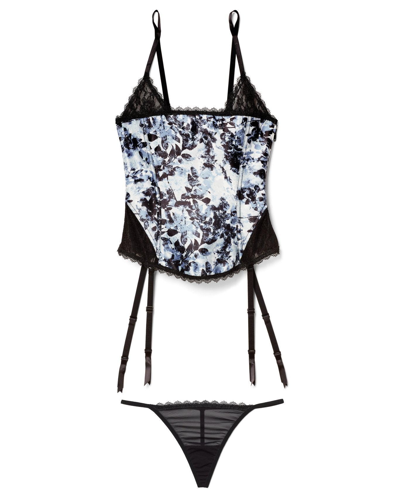 Adore Me Zoie Corset & G-String Set in color Gothic Love Letter C01 and shape corset
