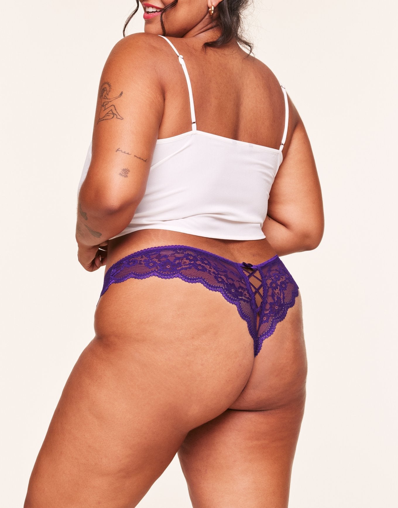 Adore Me Sarina Crotchless Cheeky in color Violet Indigo and shape crotchless