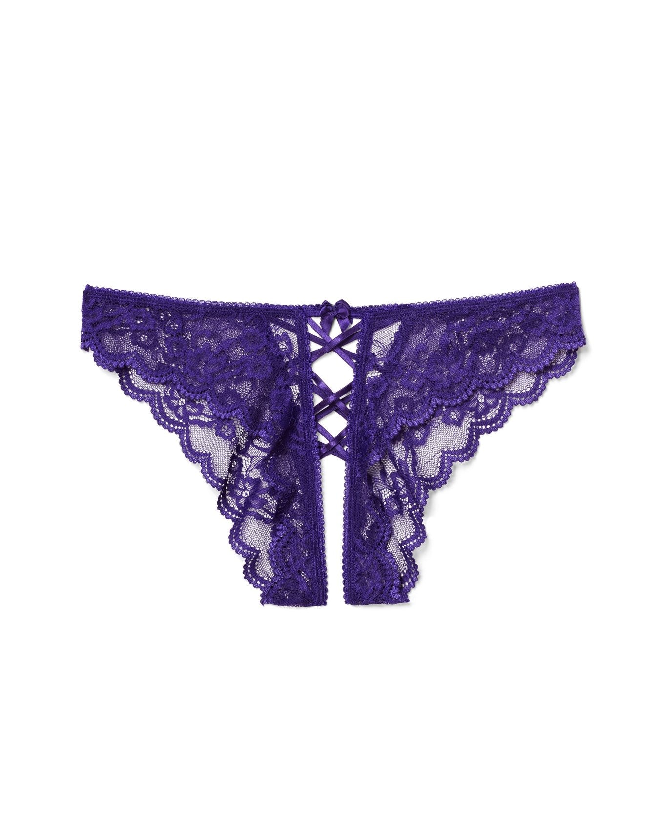 Adore Me Sarina Crotchless Cheeky in color Violet Indigo and shape crotchless