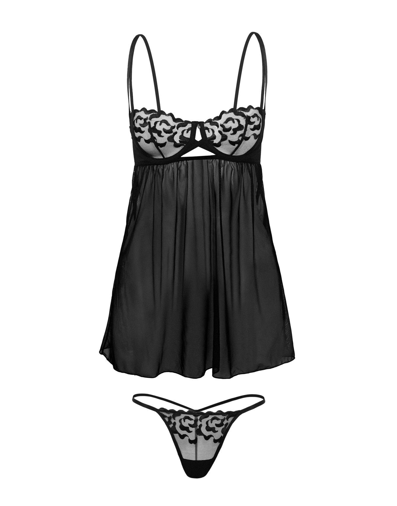Adore Me Jestina Babydoll in color Jet Black and shape babydoll