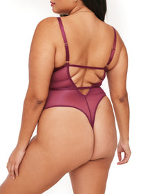 Adore Me Laylia Crotchless Bodysuit in color Rhododendron and shape crotchless