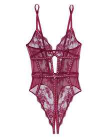 Adore Me Laylia Crotchless Bodysuit in color Rhododendron and shape crotchless