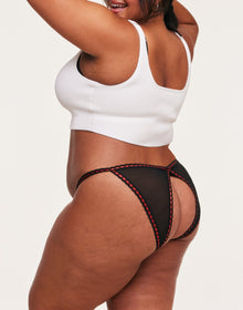 Adore Me Rosalia Crotchless Bikini in color Jet Black and shape crotchless