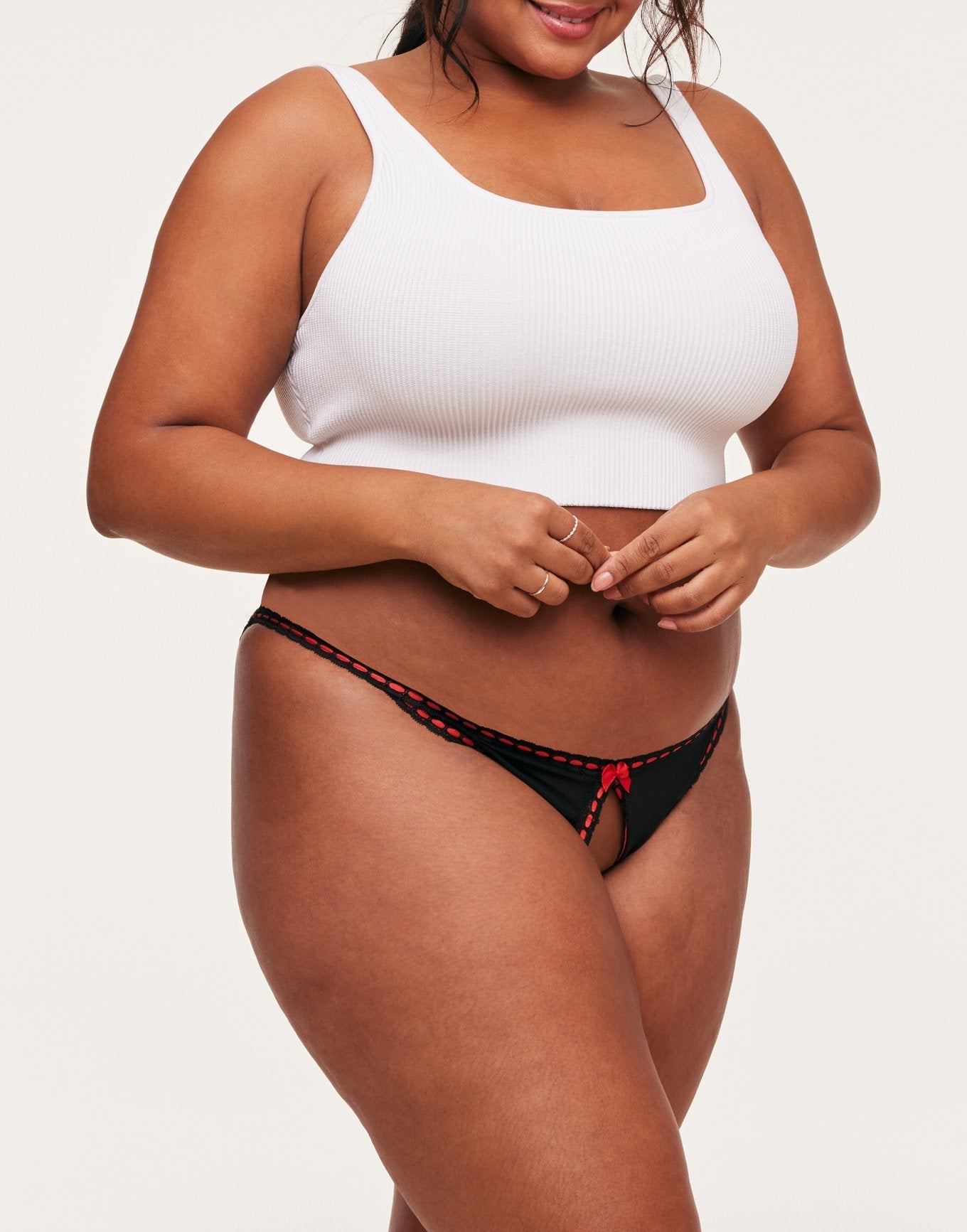 Adore Me Rosalia Crotchless Bikini in color Jet Black and shape crotchless
