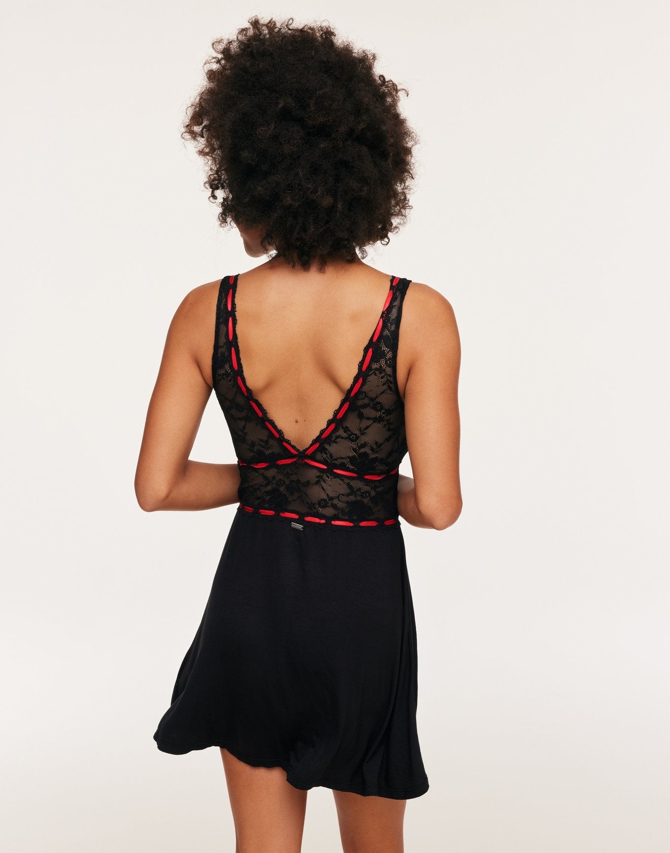 Adore Me Eliana Slip in color Jet Black and shape slip