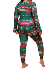 Adore Me Audra Long Sleeve Top & Legging Set in color Fair Isle C02 and shape pj