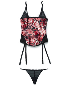 Adore Me Zoie Corset & G-String Set in color Glamour Blooms C01 V2 and shape corset