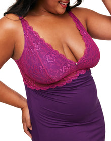 Adore Me Tyler Midi Slip in color Imperial Purple and shape slip