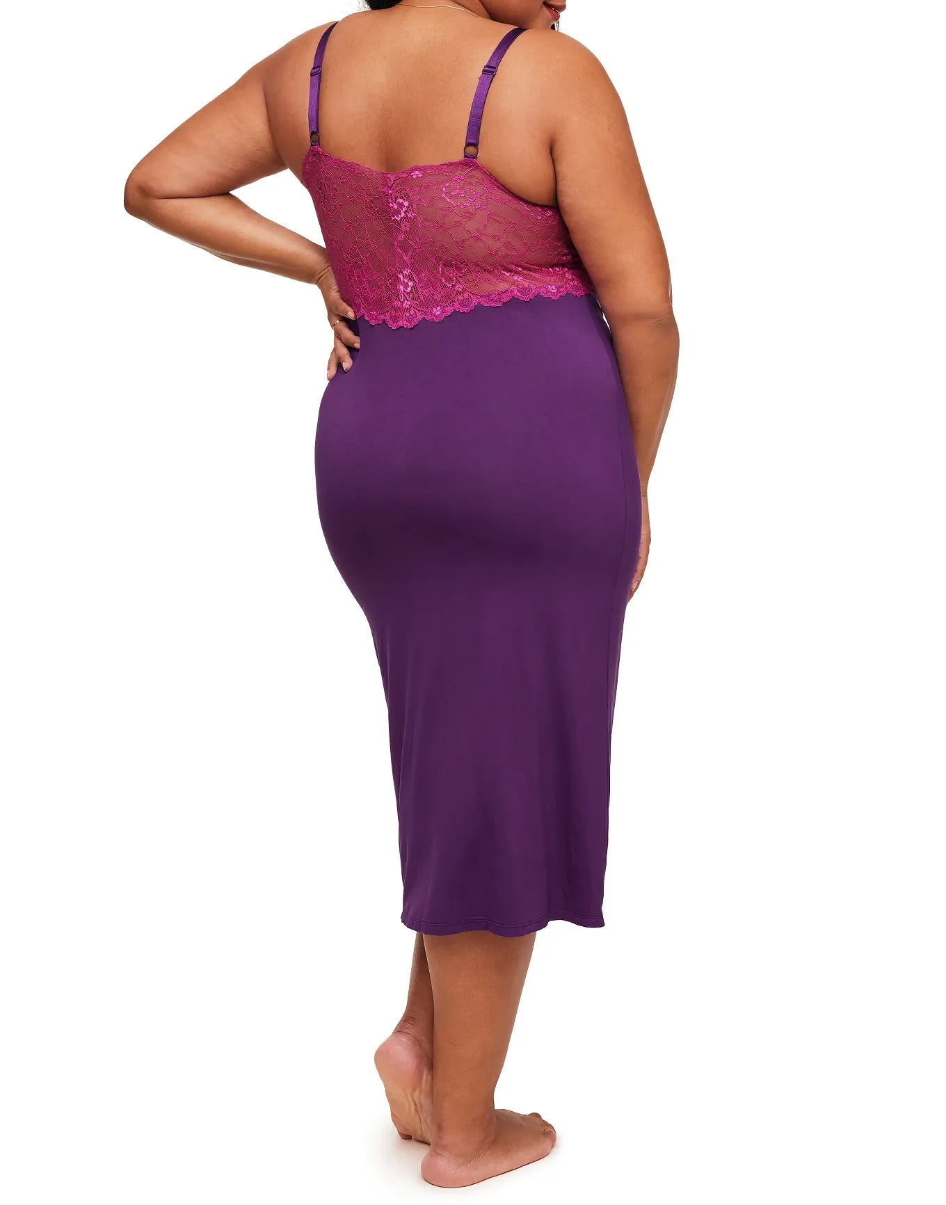 Adore Me Tyler Midi Slip in color Imperial Purple and shape slip