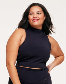 Adore Me Awaken Reflective Top Mock Neck Awaken Tank in color Jet Black and shape tank