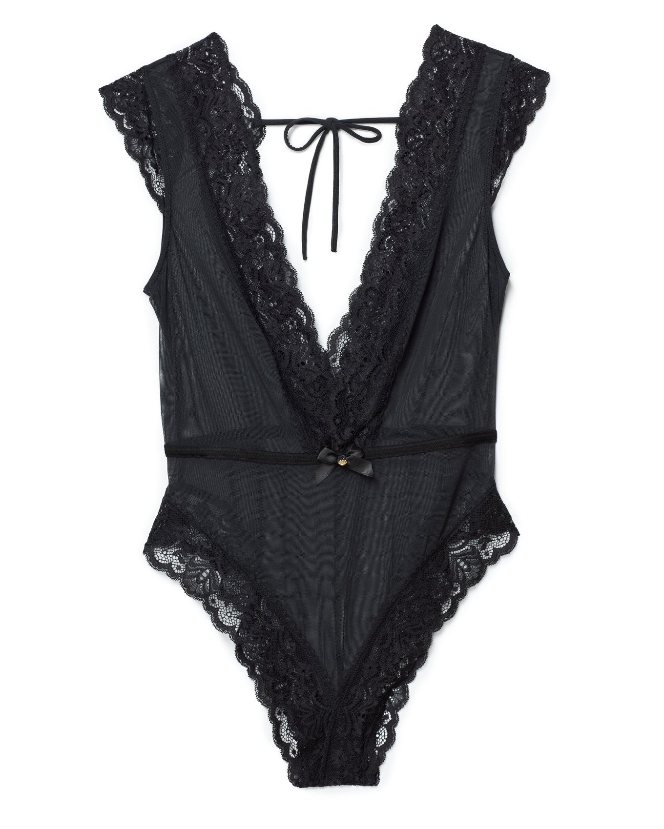 Adore Me Amanda Bodysuit in color Jet Black and shape bodysuit