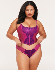 Adore Me Geneviève Cropped Corset & Panty Set in color Festival Fuchsia and shape corset