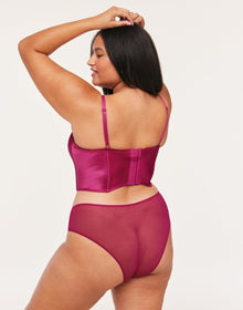 Adore Me Geneviève Cropped Corset & Panty Set in color Festival Fuchsia and shape corset